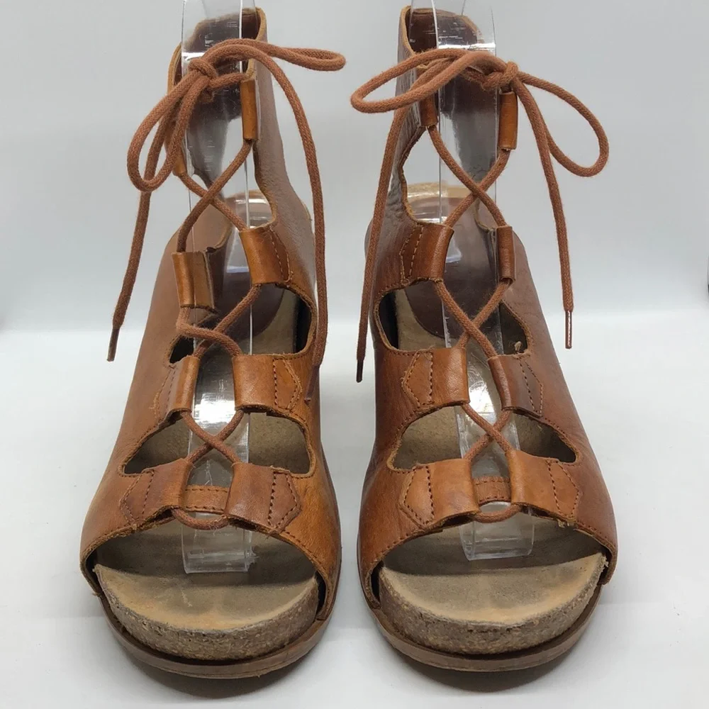 Topshop Italian Leather Gladiator Sandal Heel 8